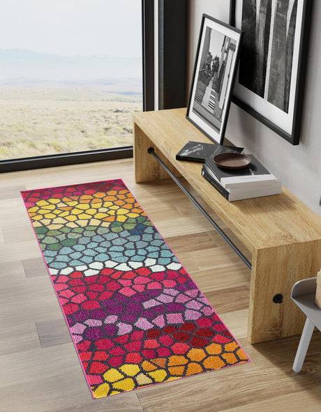 Multicolor 2' 2 x 6' 9 Estrella Runner Area Rug 100% Polypropylene Non-Shedding Stain Resistant Carpet Colorful Modern Abstract Design Easy Clean for Home Decor for Sale at Rug Engine