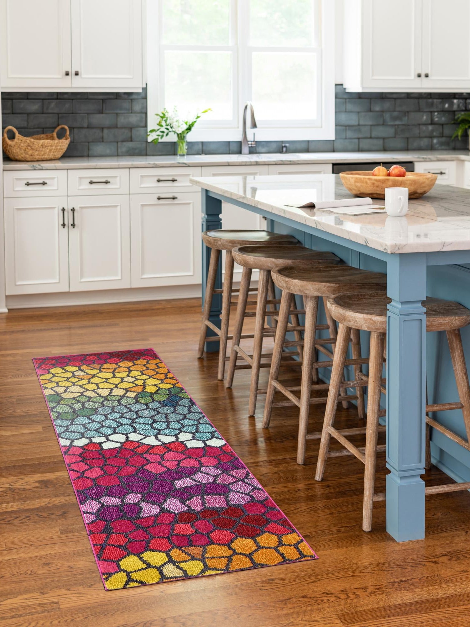 Multicolor 2' 2 x 6' 9 Estrella Runner Area Rug 100% Polypropylene Non-Shedding Stain Resistant Carpet Colorful Modern Abstract Design Easy Clean for Home Decor for Sale at Rug Engine