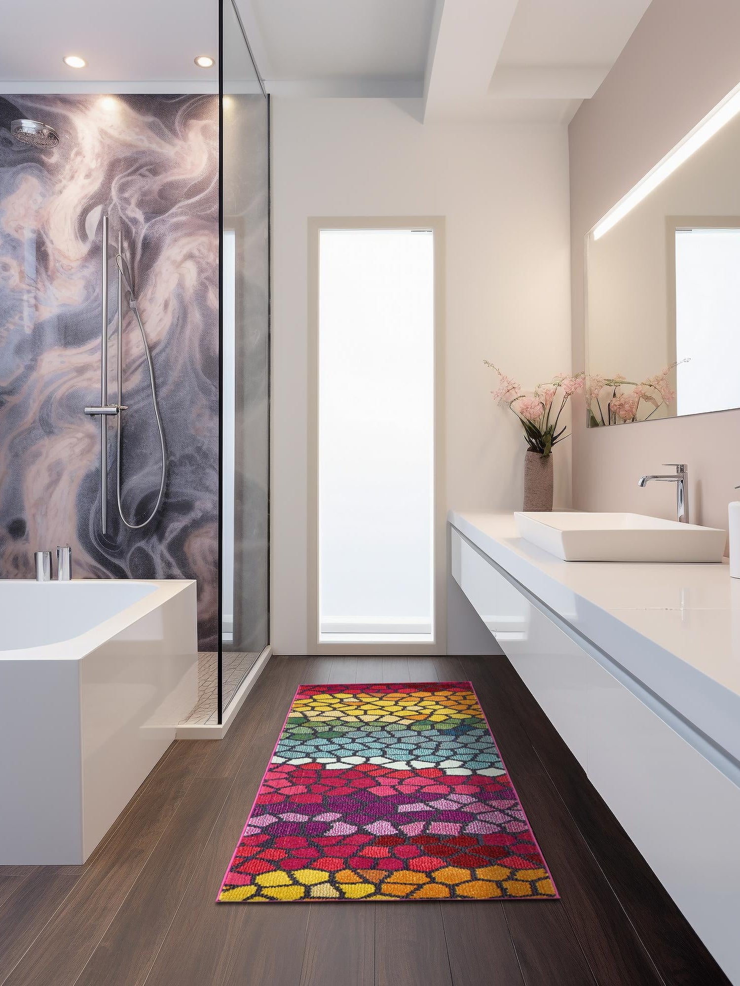 Multicolor 2' 7 x 10' Estrella Runner Area Rug 100% Polypropylene Non-Shedding Stain Resistant Carpet Colorful Modern Abstract Design Easy Clean for Home Decor for Sale at Rug Engine