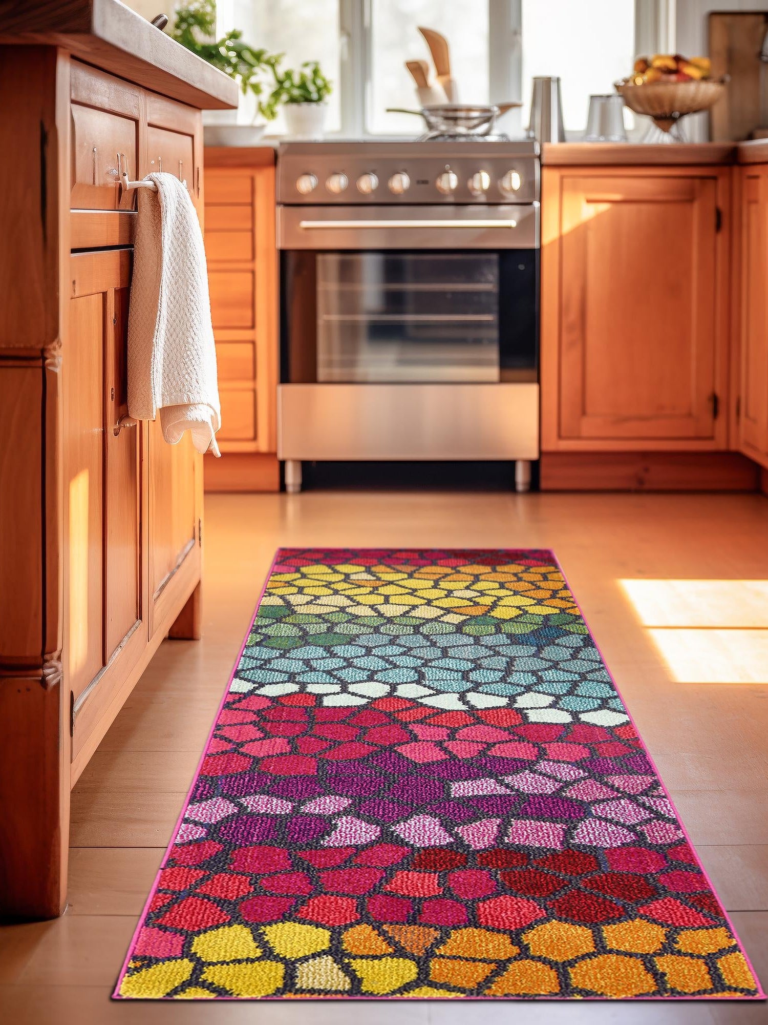 Multicolor 2' 7 x 10' Estrella Runner Area Rug 100% Polypropylene Non-Shedding Stain Resistant Carpet Colorful Modern Abstract Design Easy Clean for Home Decor for Sale at Rug Engine