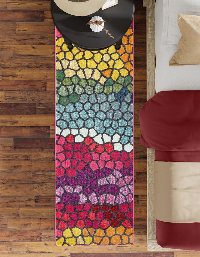 Multicolor 2' 7 x 10' Estrella Runner Area Rug 100% Polypropylene Non-Shedding Stain Resistant Carpet Colorful Modern Abstract Design Easy Clean for Home Decor for Sale at Rug Engine