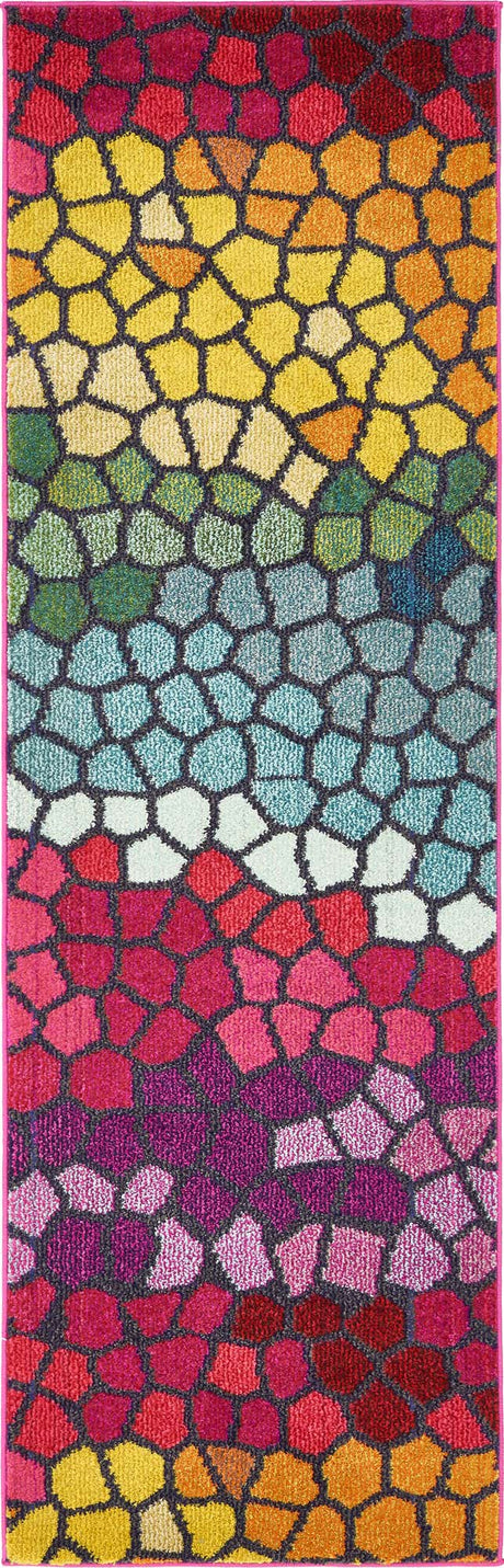 Multicolor 2' 2 x 6' 9 Estrella Runner Area Rug 100% Polypropylene Non-Shedding Stain Resistant Carpet Colorful Modern Abstract Design Easy Clean for Home Decor for Sale at Rug Engine