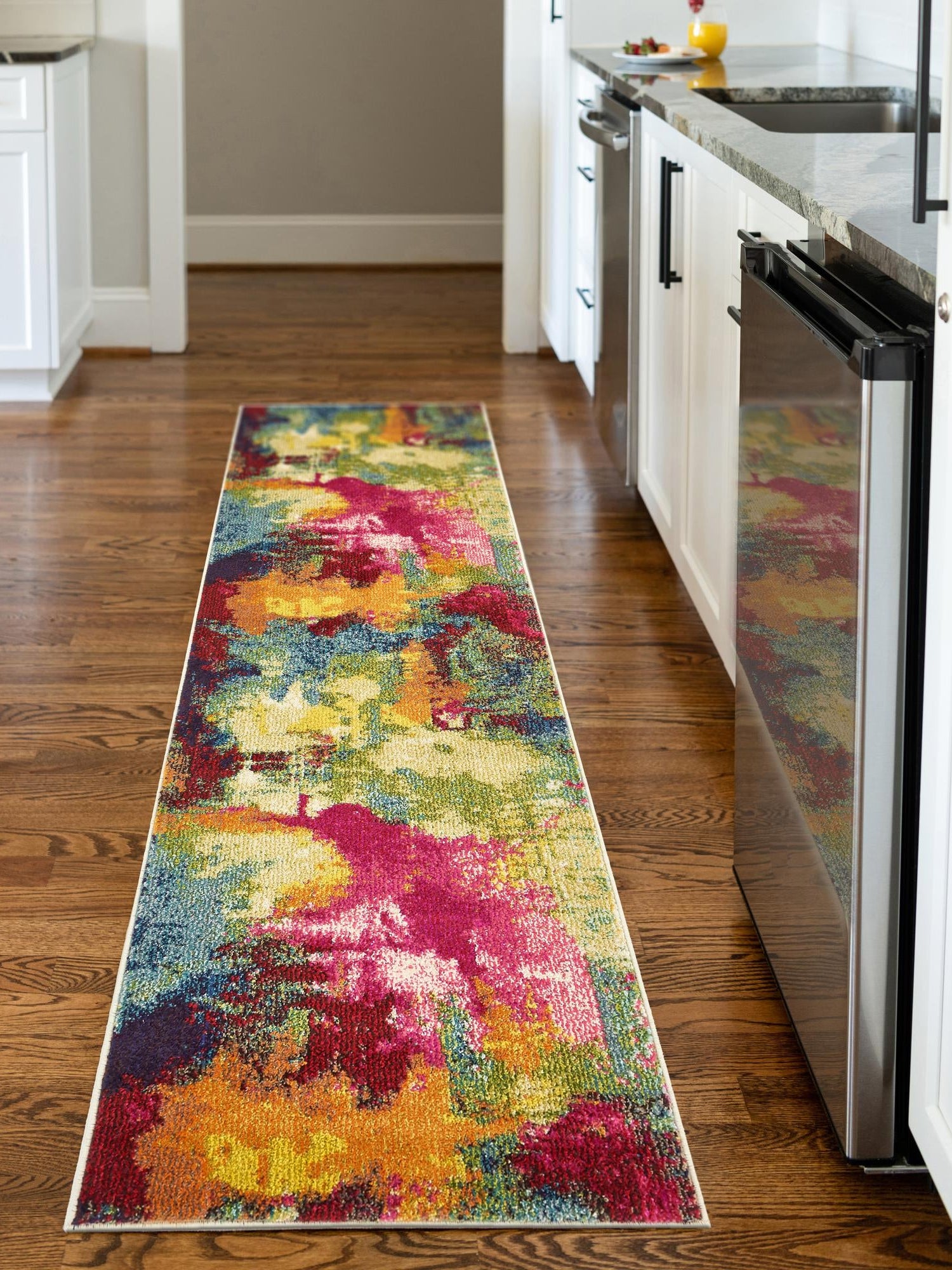 Multicolor 2' 7 x 12' Estrella Runner Area Rug 100% Polypropylene Non-Shedding Stain Resistant Carpet Colorful Modern Abstract Design Easy Clean for Home Decor for Sale at Rug Engine