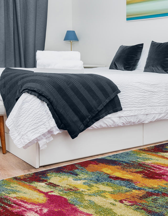 Multicolor 2' x 8' Estrella Runner Area Rug 100% Polypropylene Non-Shedding Stain Resistant Carpet Colorful Modern Abstract Design Easy Clean for Home Decor for Sale at Rug Engine