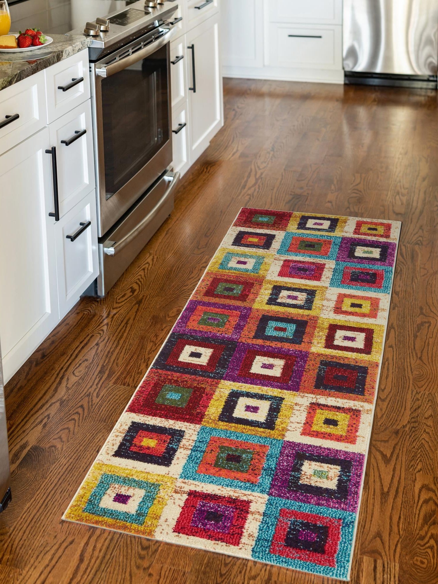 Multicolor 2' 7 x 10' Estrella Runner Area Rug 100% Polypropylene Non-Shedding Stain Resistant Carpet Colorful Modern Abstract Design Easy Clean for Home Decor for Sale at Rug Engine
