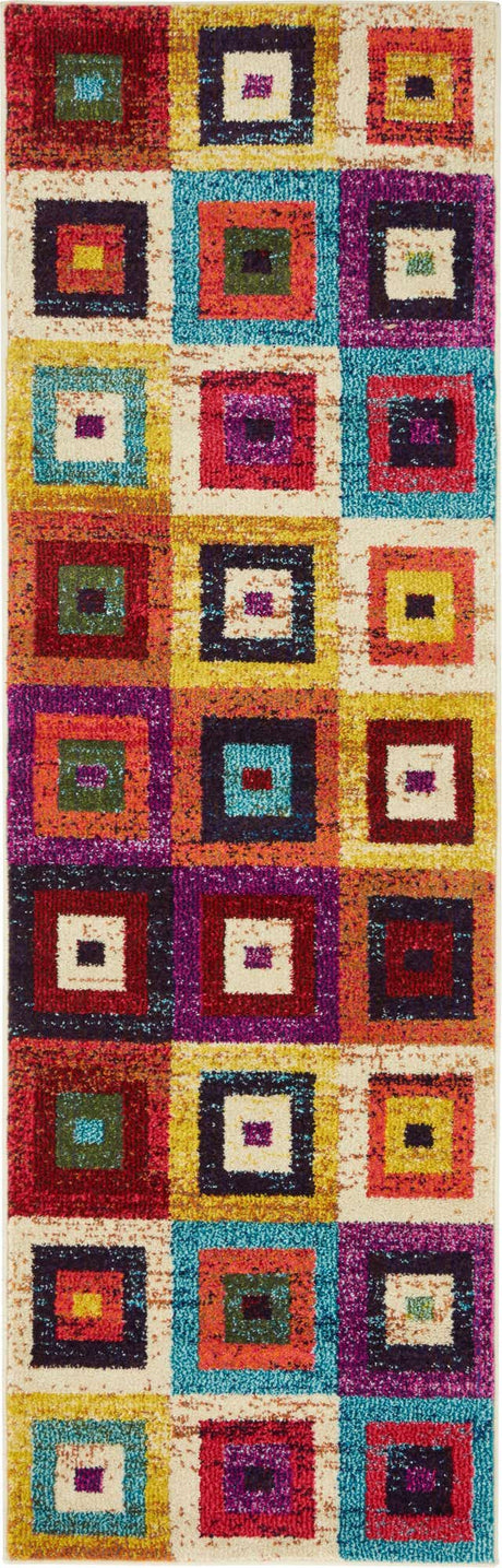 Multicolor 2' 2 x 6' 9 Estrella Runner Area Rug 100% Polypropylene Non-Shedding Stain Resistant Carpet Colorful Modern Abstract Design Easy Clean for Home Decor for Sale at Rug Engine