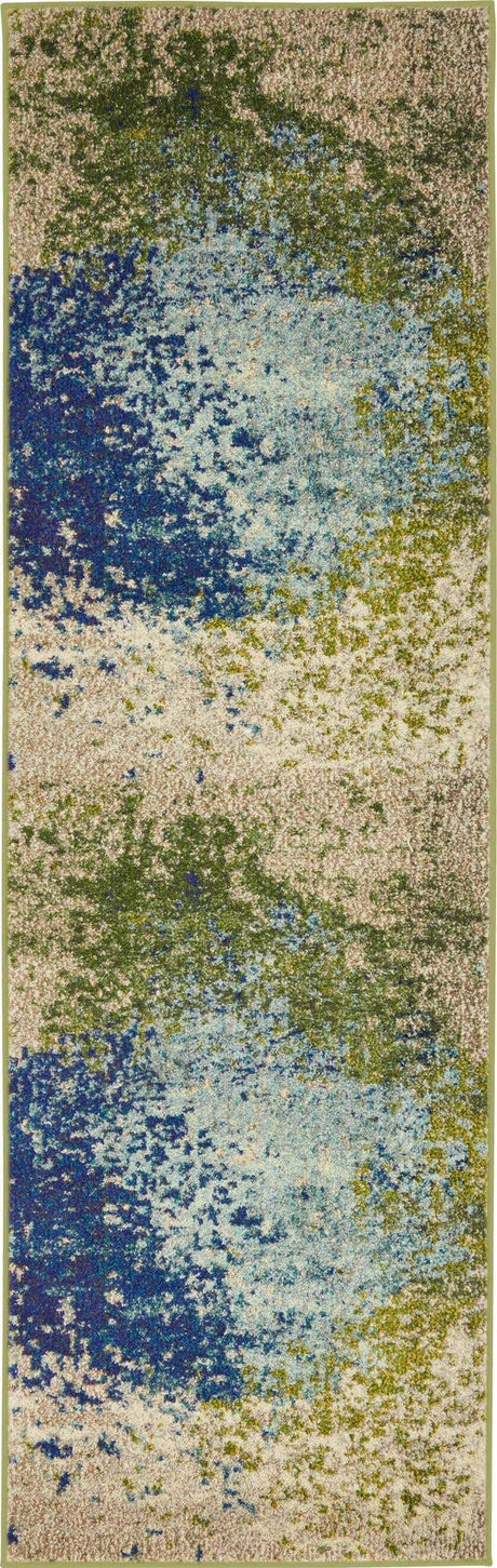 Blue 2' 2 x 6' 9 Estrella Runner Area Rug 100% Polypropylene Non-Shedding Stain Resistant Carpet Colorful Modern Abstract Design Easy Clean for Home Decor for Sale at Rug Engine