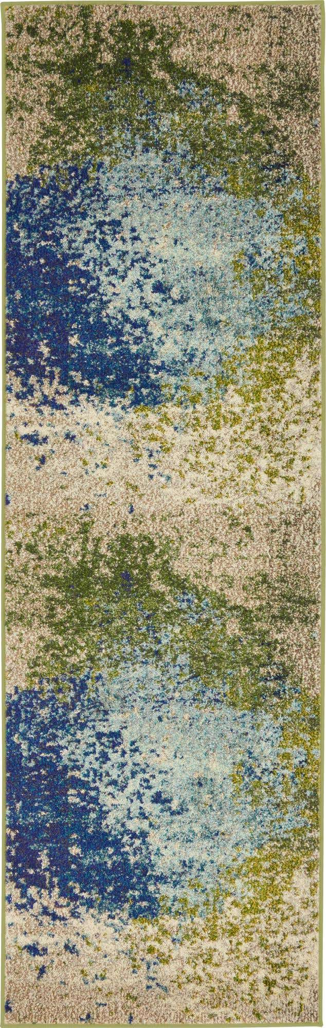 Blue 2' 2 x 6' 9 Estrella Runner Area Rug 100% Polypropylene Non-Shedding Stain Resistant Carpet Colorful Modern Abstract Design Easy Clean for Home Decor for Sale at Rug Engine