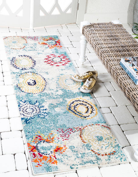 Beige 2' 2 x 6' 9 Estrella Runner Area Rug 100% Polypropylene Non-Shedding Stain Resistant Carpet Colorful Modern Abstract Design Easy Clean for Home Decor for Sale at Rug Engine