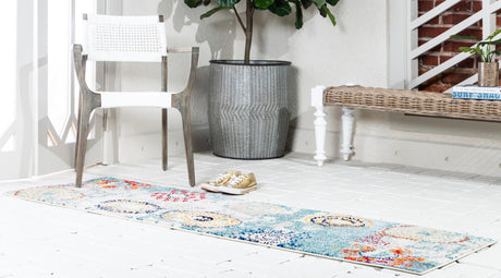 Beige 2' 2 x 6' 9 Estrella Runner Area Rug 100% Polypropylene Non-Shedding Stain Resistant Carpet Colorful Modern Abstract Design Easy Clean for Home Decor for Sale at Rug Engine