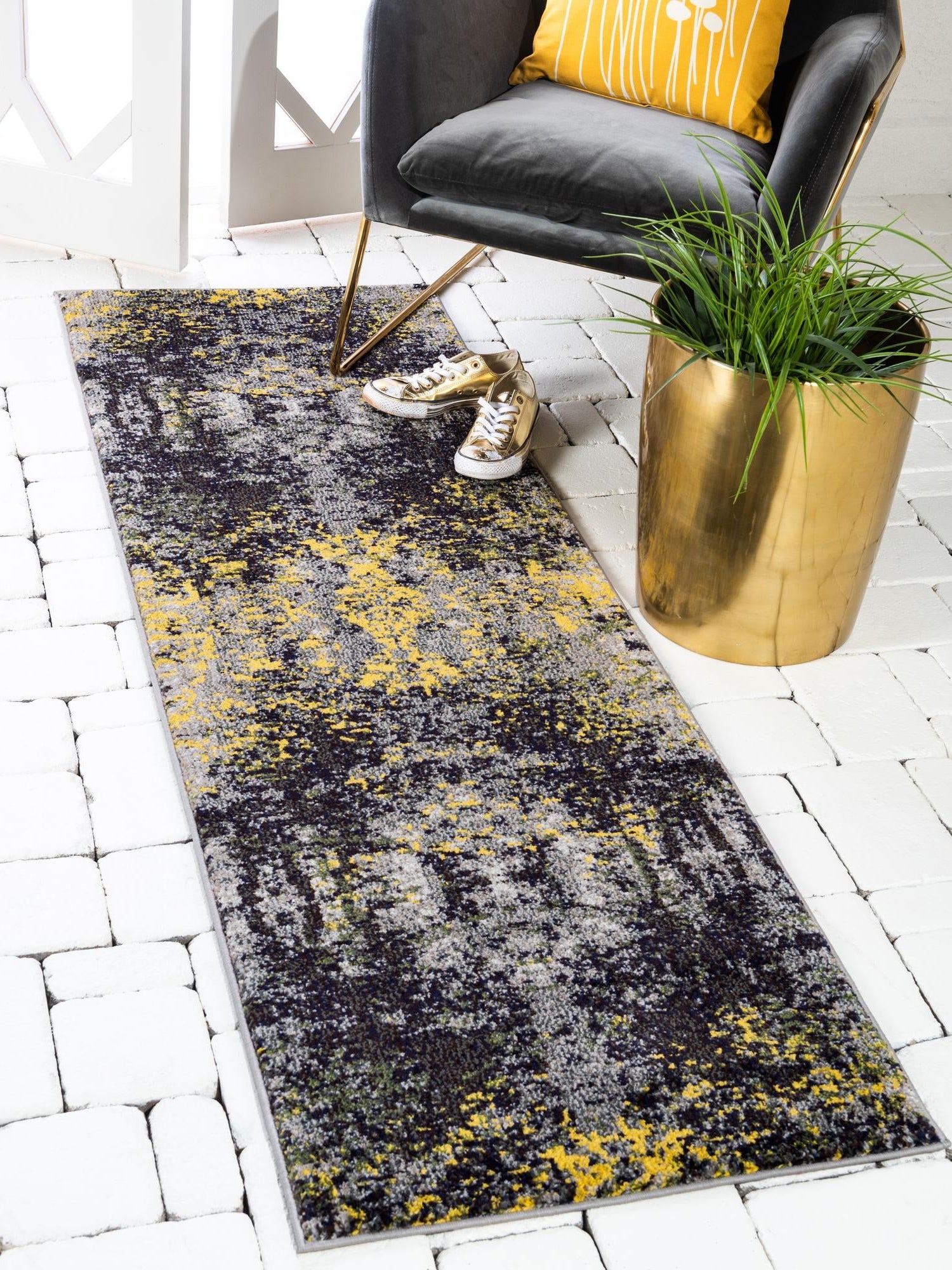Multicolor 2' 7 x 10' Estrella Runner Area Rug 100% Polypropylene Non-Shedding Stain Resistant Carpet Colorful Modern Abstract Design Easy Clean for Home Decor for Sale at Rug Engine