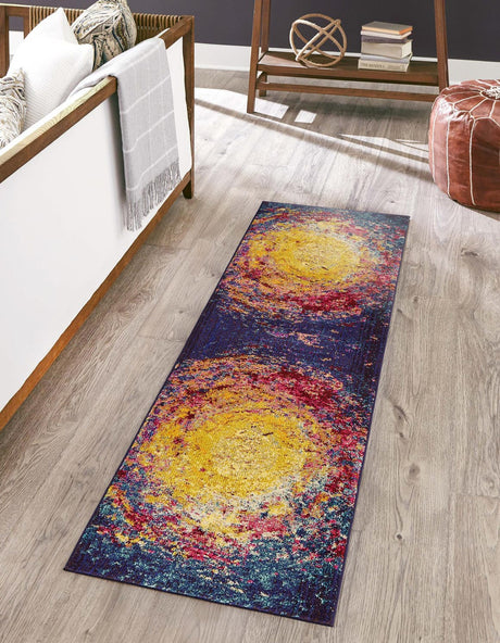 Multicolor 2' 2 x 6' 9 Estrella Runner Area Rug 100% Polypropylene Non-Shedding Stain Resistant Carpet Colorful Modern Abstract Design Easy Clean for Home Decor for Sale at Rug Engine