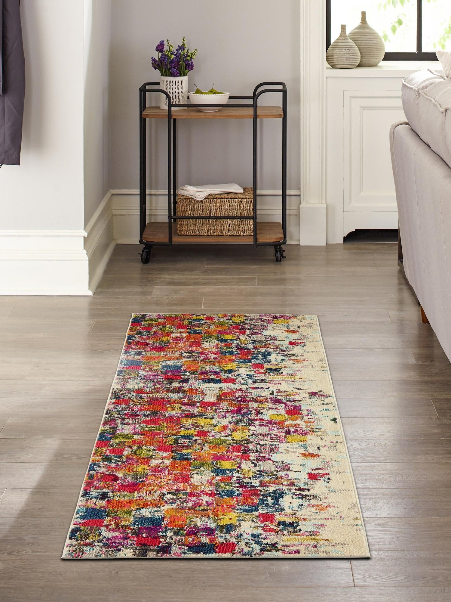 Multicolor 2' 2 x 6' 9 Estrella Runner Area Rug 100% Polypropylene Non-Shedding Stain Resistant Carpet Colorful Modern Abstract Design Easy Clean for Home Decor for Sale at Rug Engine