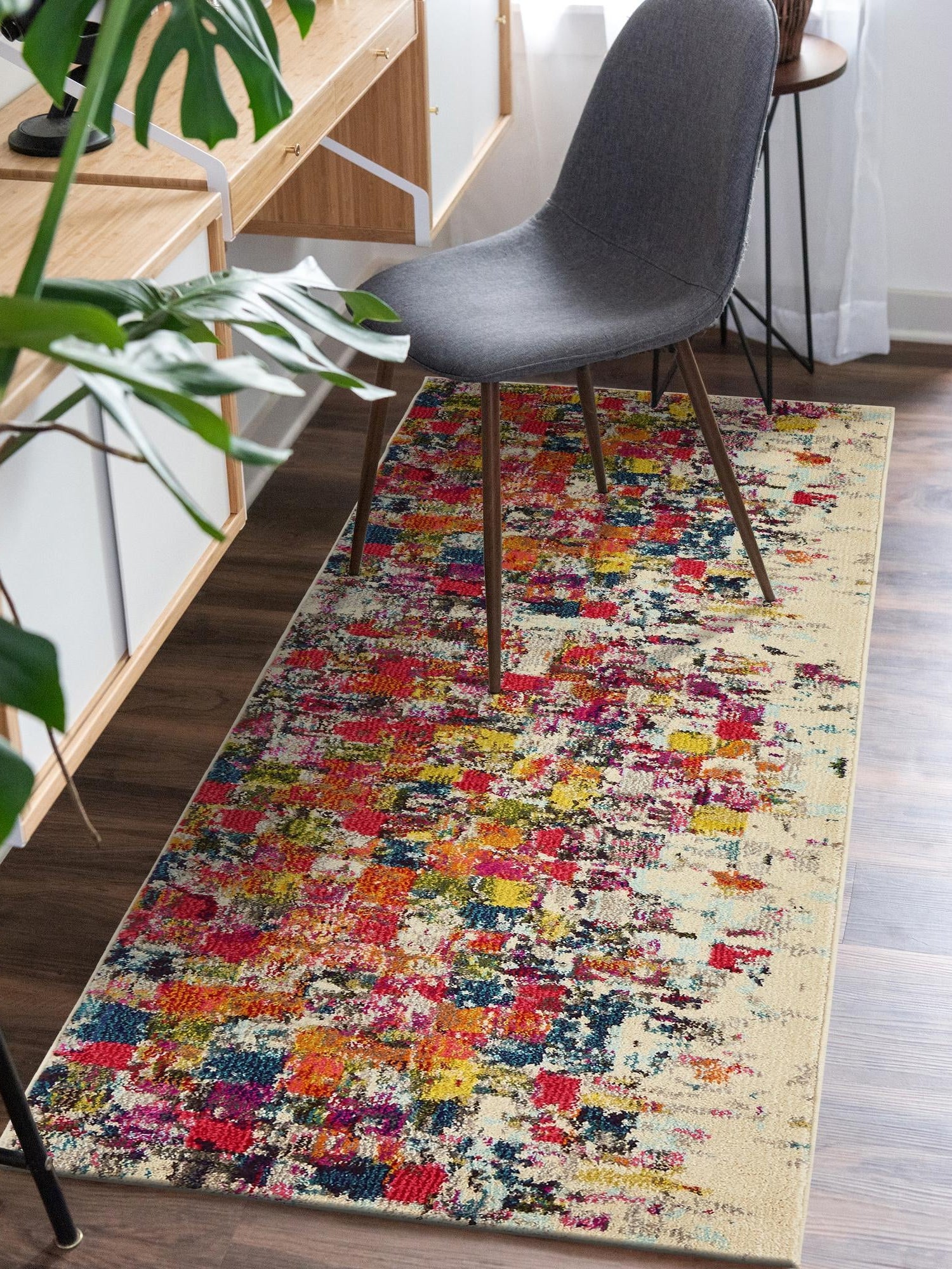 Multicolor 2' 2 x 6' 9 Estrella Runner Area Rug 100% Polypropylene Non-Shedding Stain Resistant Carpet Colorful Modern Abstract Design Easy Clean for Home Decor for Sale at Rug Engine