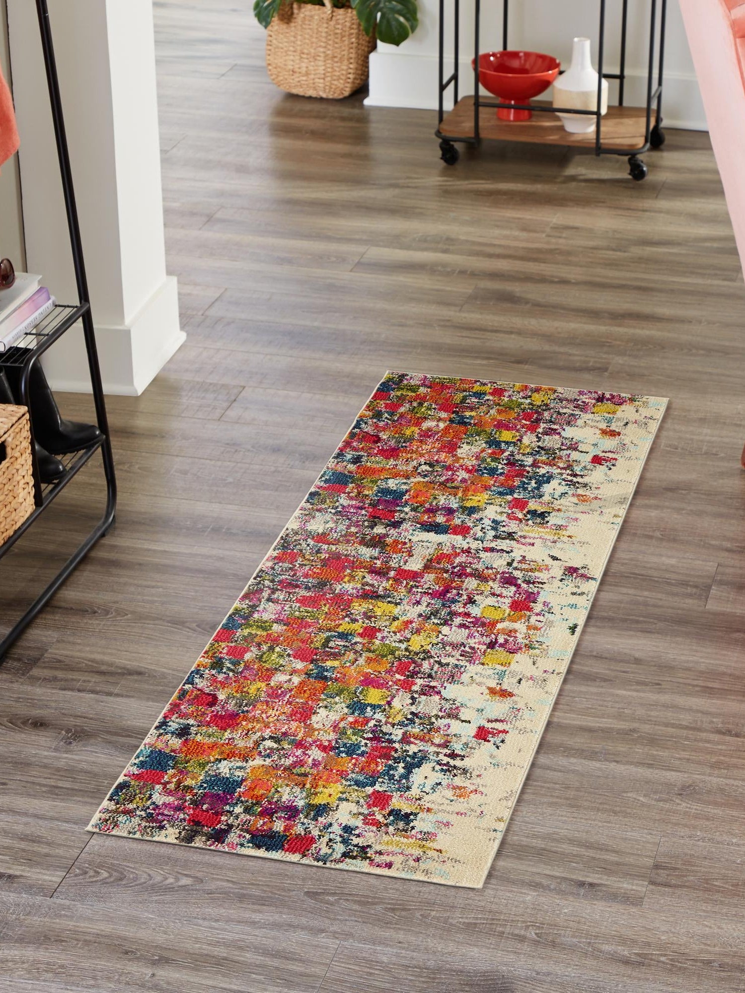 Multicolor 2' 2 x 6' 9 Estrella Runner Area Rug 100% Polypropylene Non-Shedding Stain Resistant Carpet Colorful Modern Abstract Design Easy Clean for Home Decor for Sale at Rug Engine