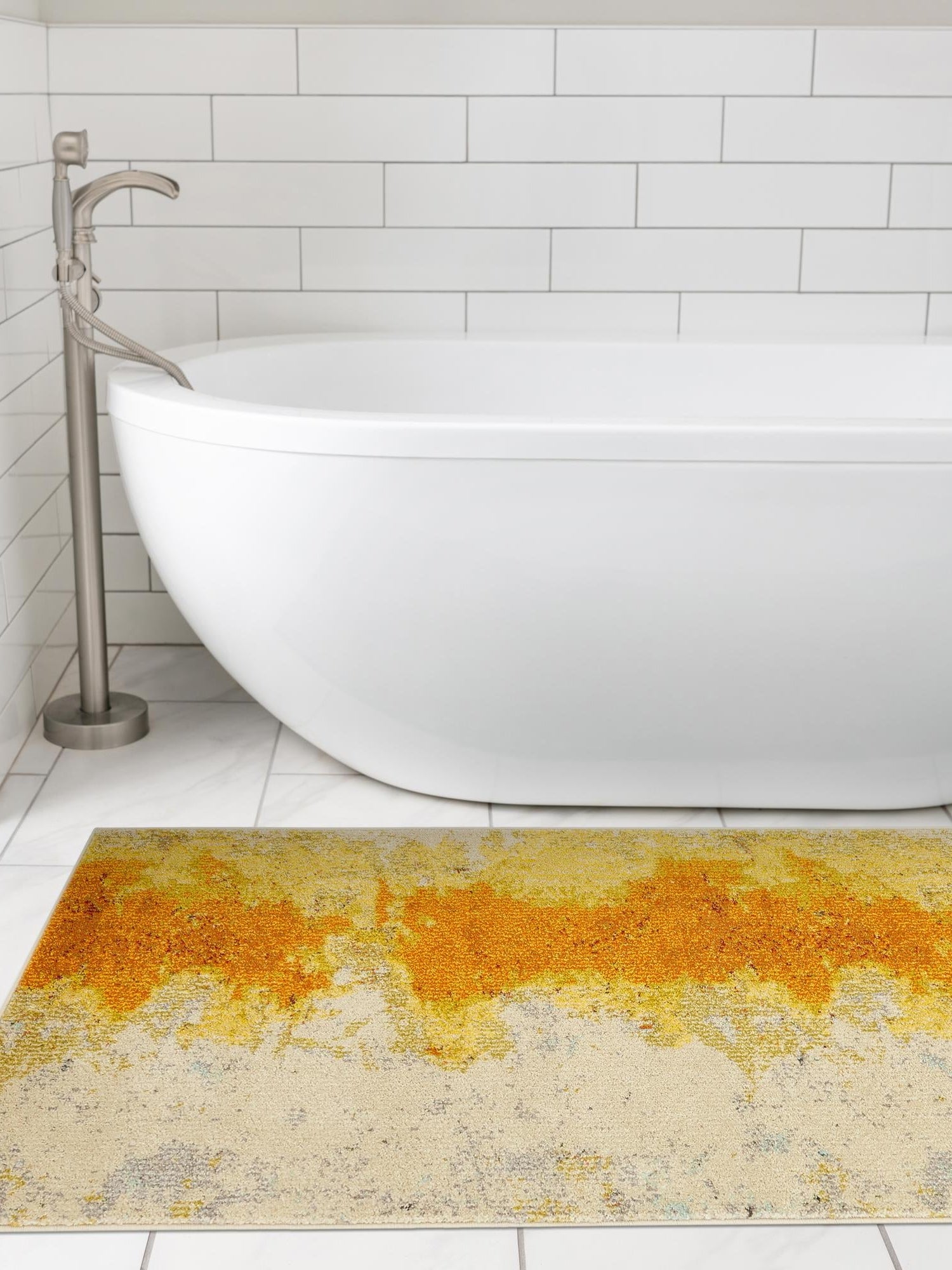 Yellow 2' 2 x 6' 9 Estrella Runner Area Rug 100% Polypropylene Non-Shedding Stain Resistant Carpet Colorful Modern Abstract Design Easy Clean for Home Decor for Sale at Rug Engine