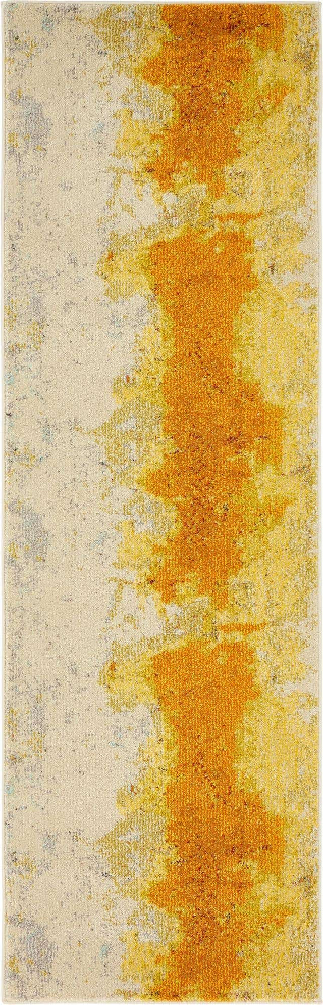 Yellow 2' 2 x 6' 9 Estrella Runner Area Rug 100% Polypropylene Non-Shedding Stain Resistant Carpet Colorful Modern Abstract Design Easy Clean for Home Decor for Sale at Rug Engine