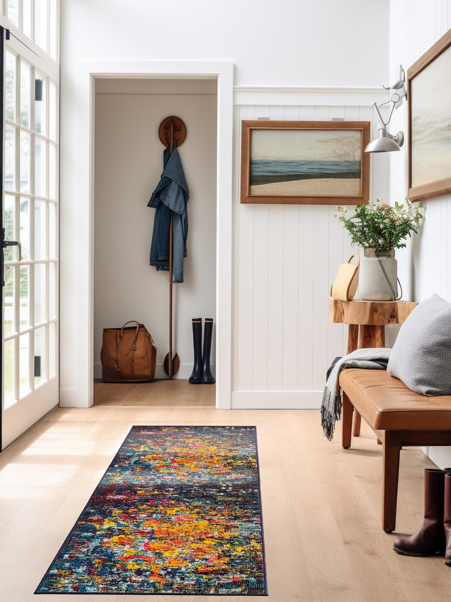 Multicolor 2' 2 x 6' 9 Estrella Runner Area Rug 100% Polypropylene Non-Shedding Stain Resistant Carpet Colorful Modern Abstract Design Easy Clean for Home Decor for Sale at Rug Engine