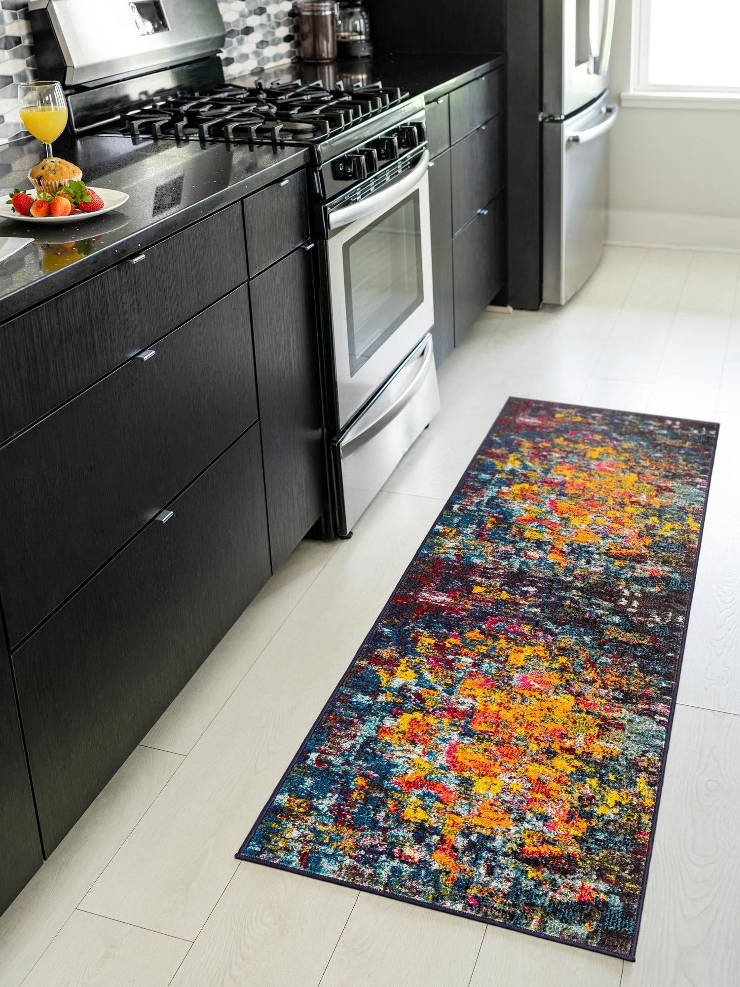 Multicolor 2' 2 x 6' 9 Estrella Runner Area Rug 100% Polypropylene Non-Shedding Stain Resistant Carpet Colorful Modern Abstract Design Easy Clean for Home Decor for Sale at Rug Engine