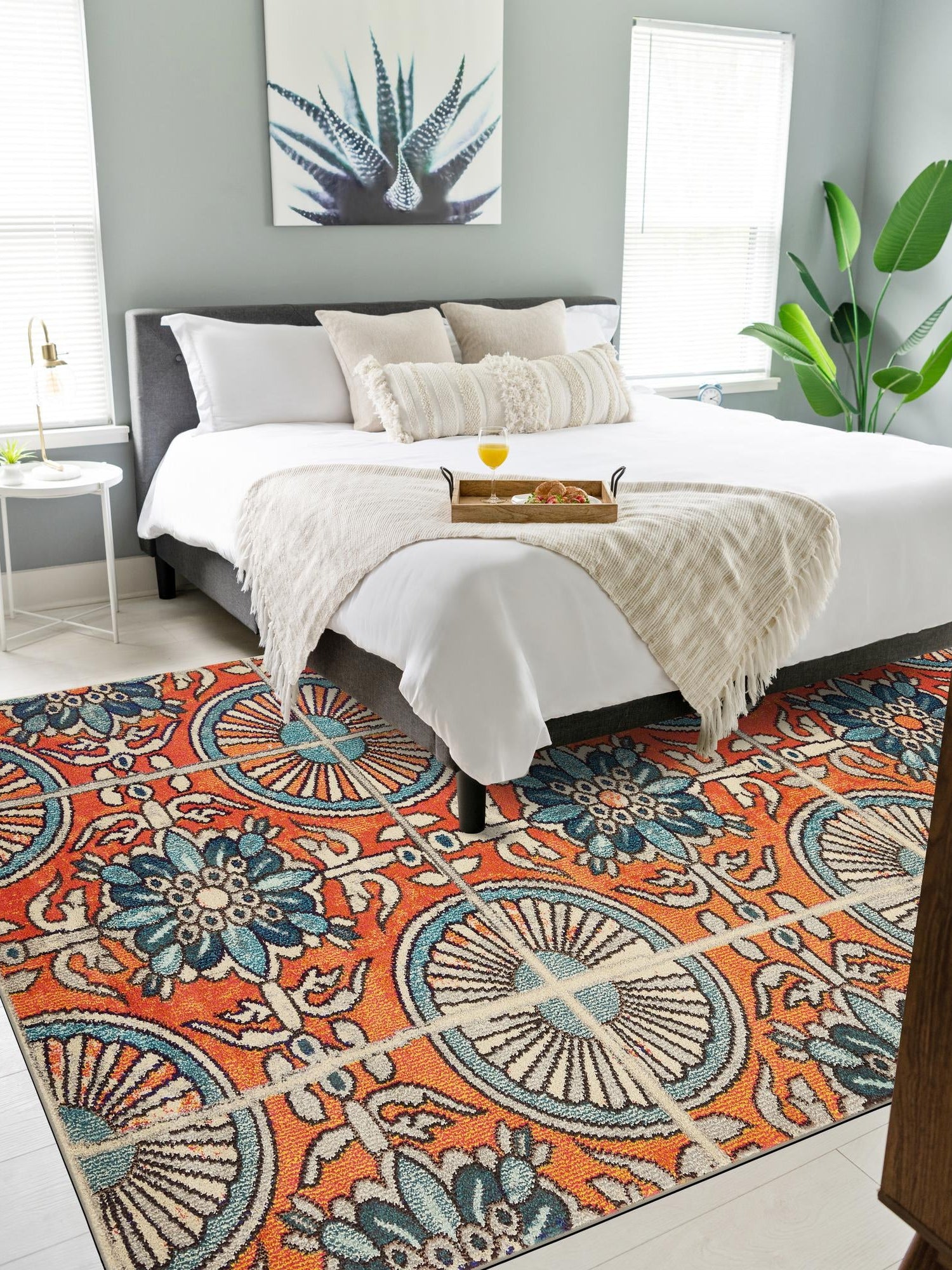 Orange 5' 1 x 8' Estrella Rectangle Area Rug 100% Polypropylene Non-Shedding Stain Resistant Carpet Colorful Modern Abstract Design Easy Clean for Home Decor for Sale at Rug Engine