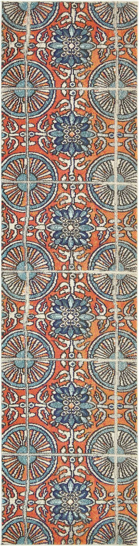 Orange 2' 7 x 10' Estrella Runner Area Rug 100% Polypropylene Non-Shedding Stain Resistant Carpet Colorful Modern Abstract Design Easy Clean for Home Decor for Sale at Rug Engine