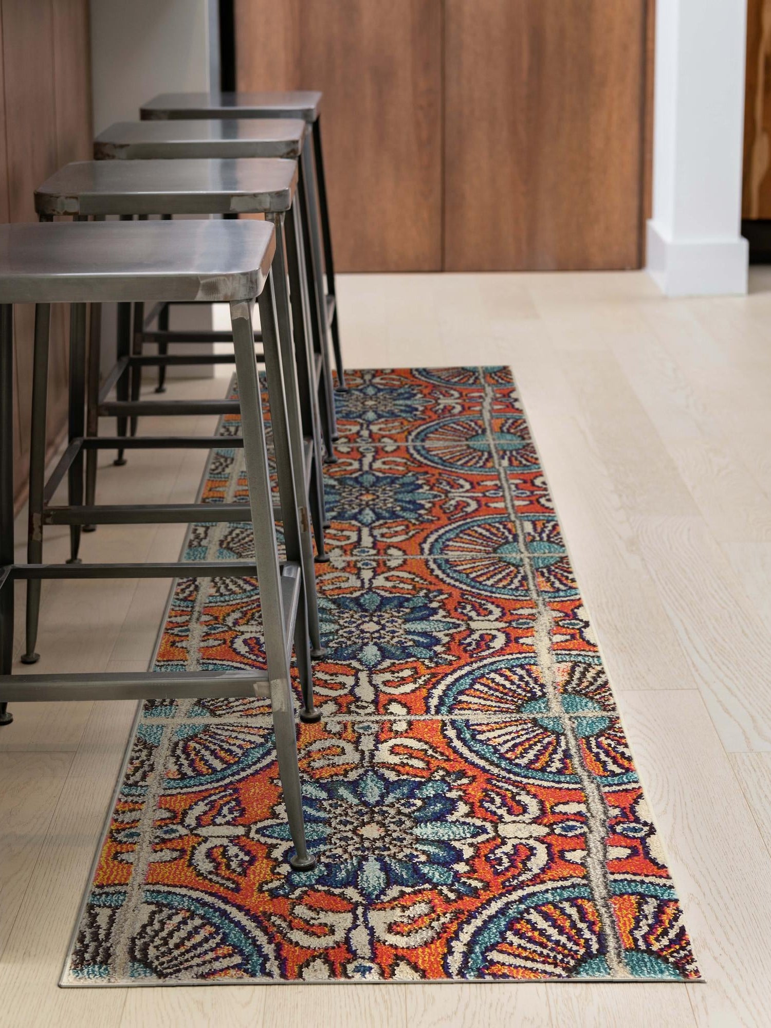 Orange 2' 2 x 6' 9 Estrella Runner Area Rug 100% Polypropylene Non-Shedding Stain Resistant Carpet Colorful Modern Abstract Design Easy Clean for Home Decor for Sale at Rug Engine