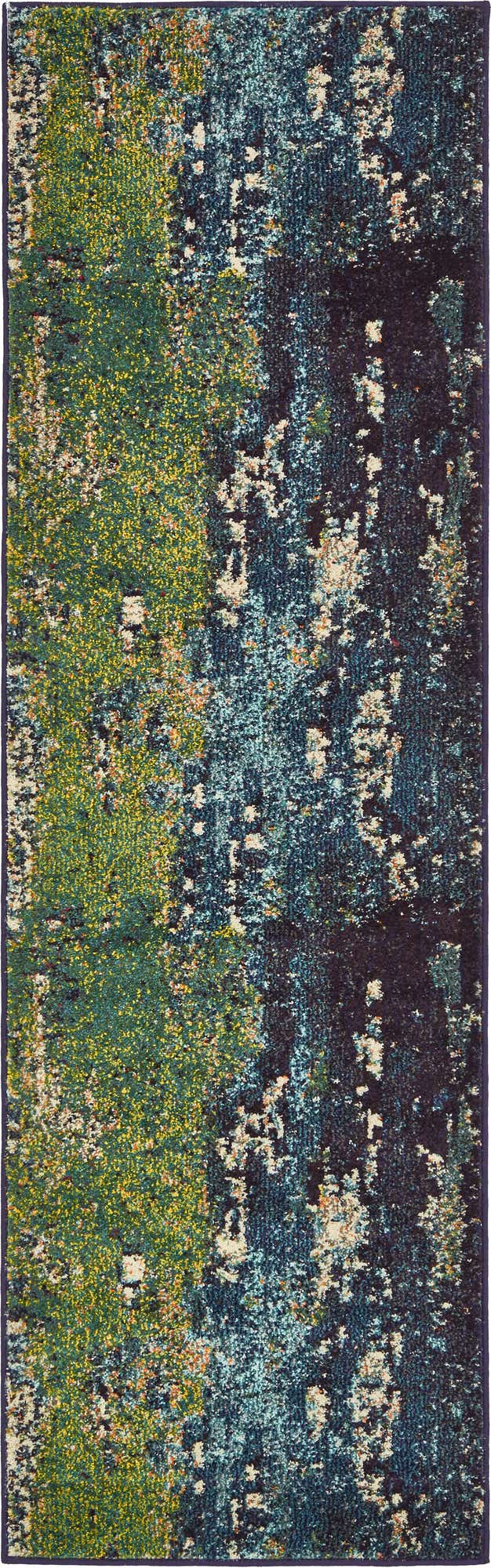 Navy Blue 2' 2 x 6' 9 Estrella Runner Area Rug 100% Polypropylene Non-Shedding Stain Resistant Carpet Colorful Modern Abstract Design Easy Clean for Home Decor for Sale at Rug Engine