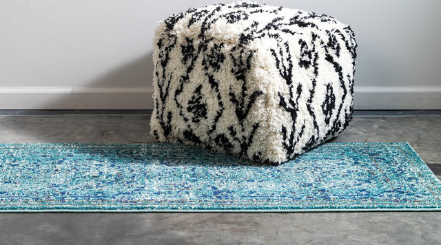 Light Blue 2' 7 x 10' Medici Runner Area Rug 100% Polypropylene Traditional Vintage Classic Carpet for Home Interior Design Decor for Sale at Rug Engine