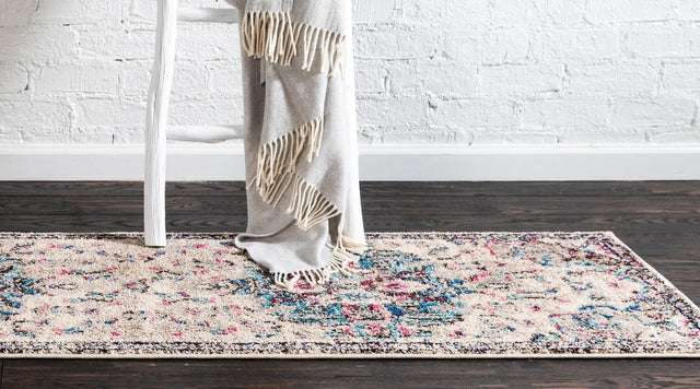 Beige 2' 7 x 10' Medici Runner Area Rug 100% Polypropylene Traditional Vintage Classic Carpet for Home Interior Design Decor for Sale at Rug Engine