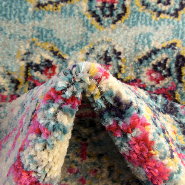 Light Blue 6' 1 x 6' 1 Medici Round Area Rug 100% Polypropylene Traditional Vintage Classic Carpet for Home Interior Design Decor for Sale at Rug Engine