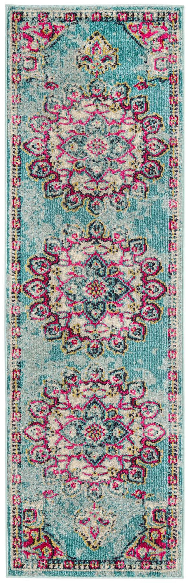 Light Blue 2' 2 x 6' 9 Medici Runner Area Rug 100% Polypropylene Traditional Vintage Classic Carpet for Home Interior Design Decor for Sale at Rug Engine