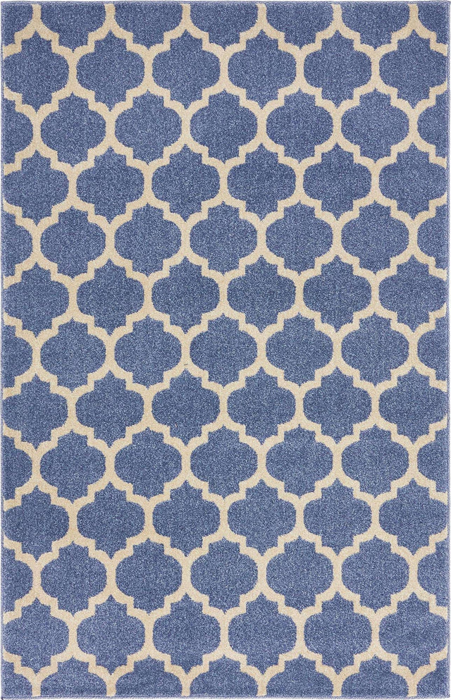 Light Blue 4' 1 x 6' 1 Trellis Rectangle Area Rug
