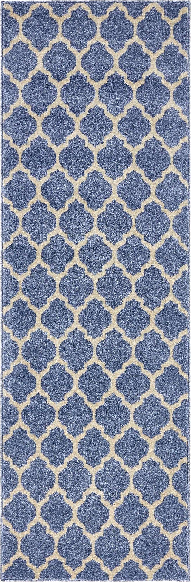 Light Blue 2' x 6' 1 Trellis Runner Area Rug
