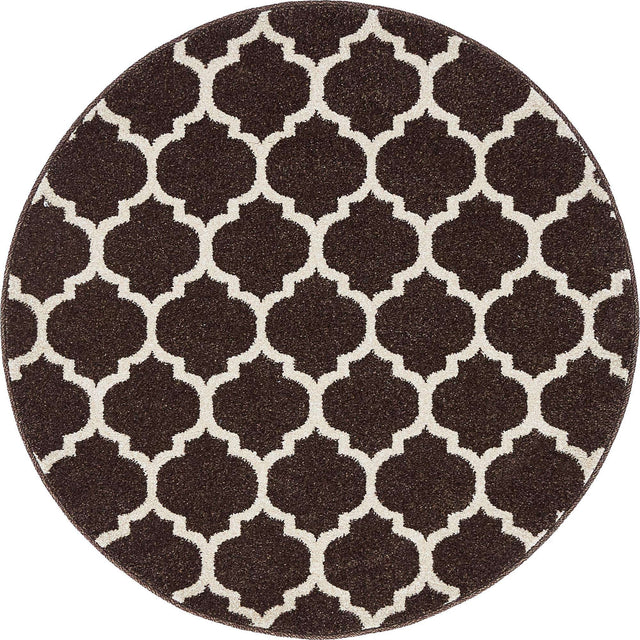 Chocolate Brown 3' 1 x 3' 1 Trellis Round Area Rug