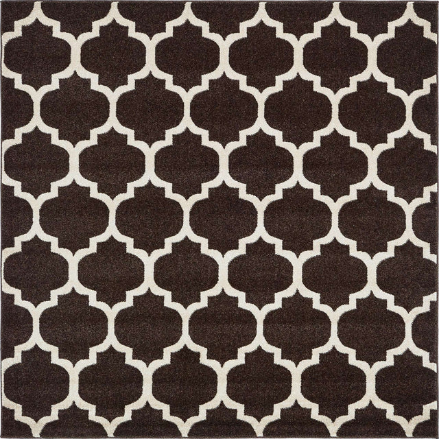 Chocolate Brown 6' 1 x 6' 1 Trellis Square Area Rug