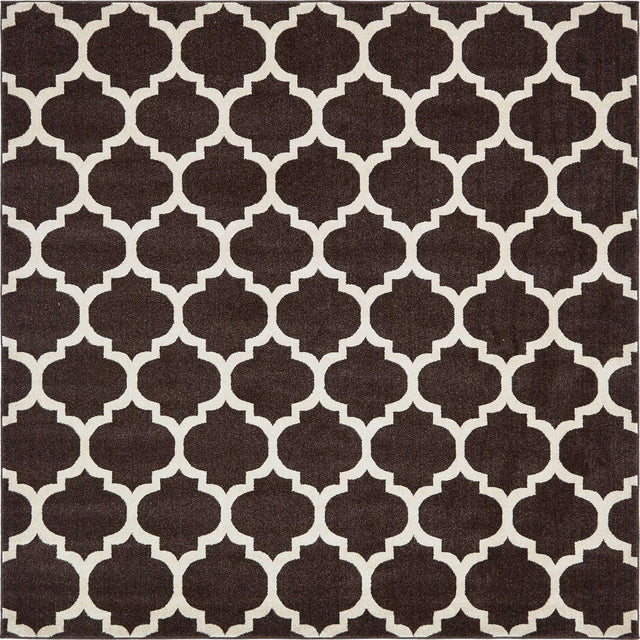 Chocolate Brown 7' 10 x 7' 10 Trellis Square Area Rug
