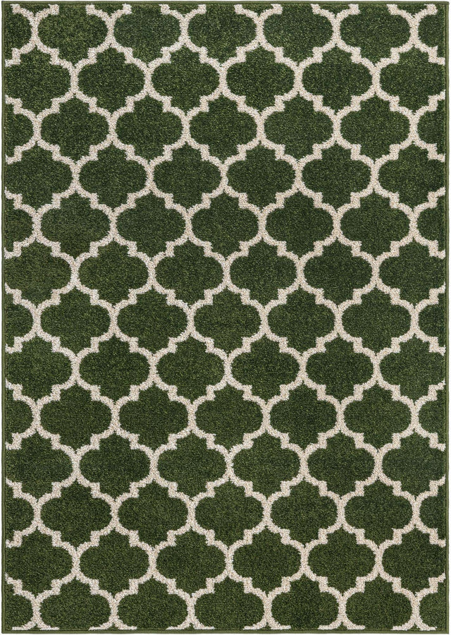 Dark Green 7' 10 x 11' Trellis Rectangle Area Rug