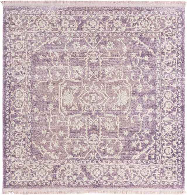 Purple 4' x 4' New Classical Square Area Rug 70% Polypropylene & 30% Polyester Traditional Vintage Distressed Carpet for Interior Design Home Decor for Sale at Rug Engine