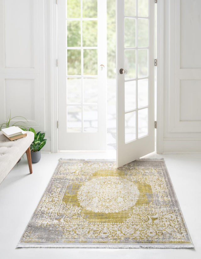 Light Green 6' 1 x 6' 1 New Classical Square Area Rug 70% Polypropylene & 30% Polyester Traditional Vintage Distressed Carpet for Interior Design Home Decor for Sale at Rug Engine