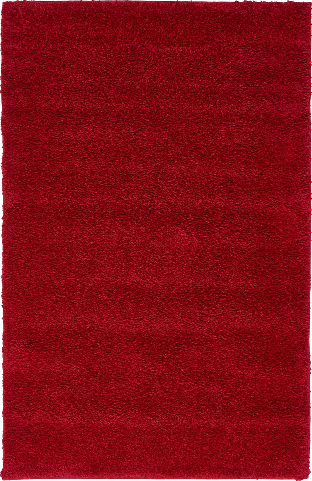 Red 2' 2 x 3' 1 Solo Rectangle Area Rug Thick Soft Touch Fluffy & Plush Shaggy Pile