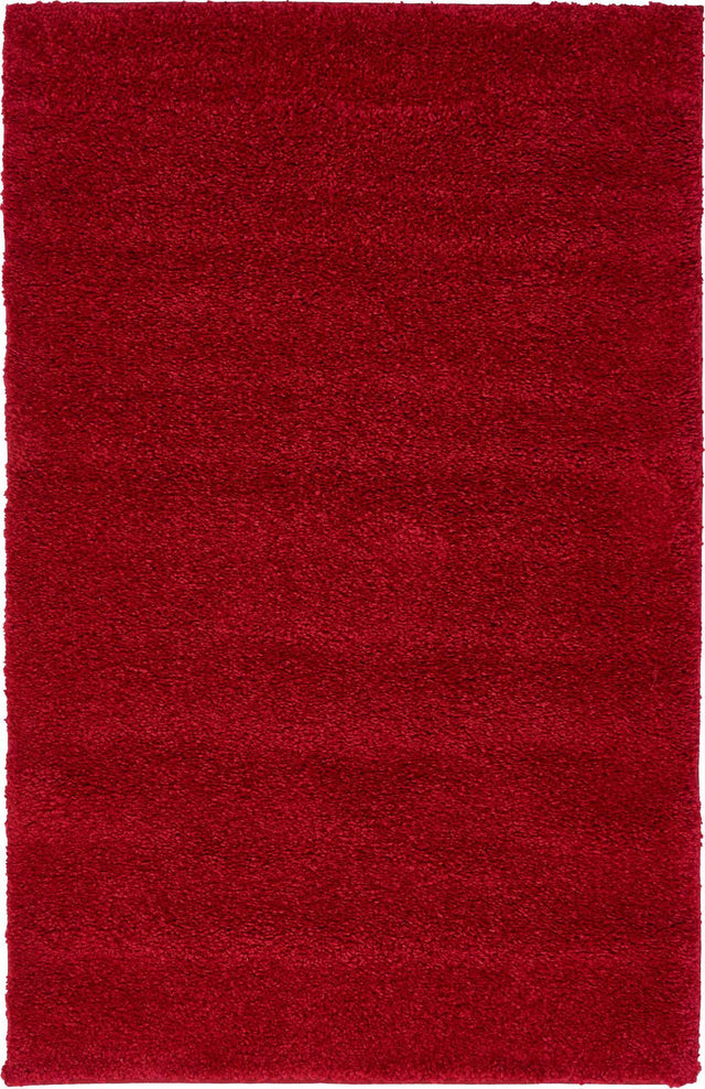 Red 3' 3 x 5' 3 Solo Rectangle Area Rug Thick Soft Touch Fluffy & Plush Shaggy Pile