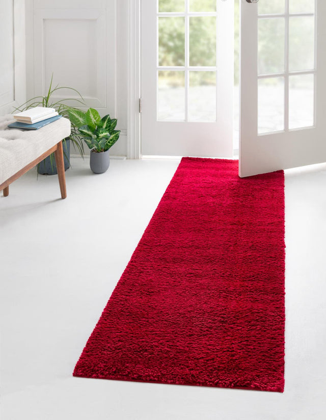 Red 2' 2 x 6' 9 Solo Runner Area Rug Thick Soft Touch Fluffy & Plush Shaggy Pile Durable Minimalist Carpet for Classic Interior Design for Sale at Rug Engine