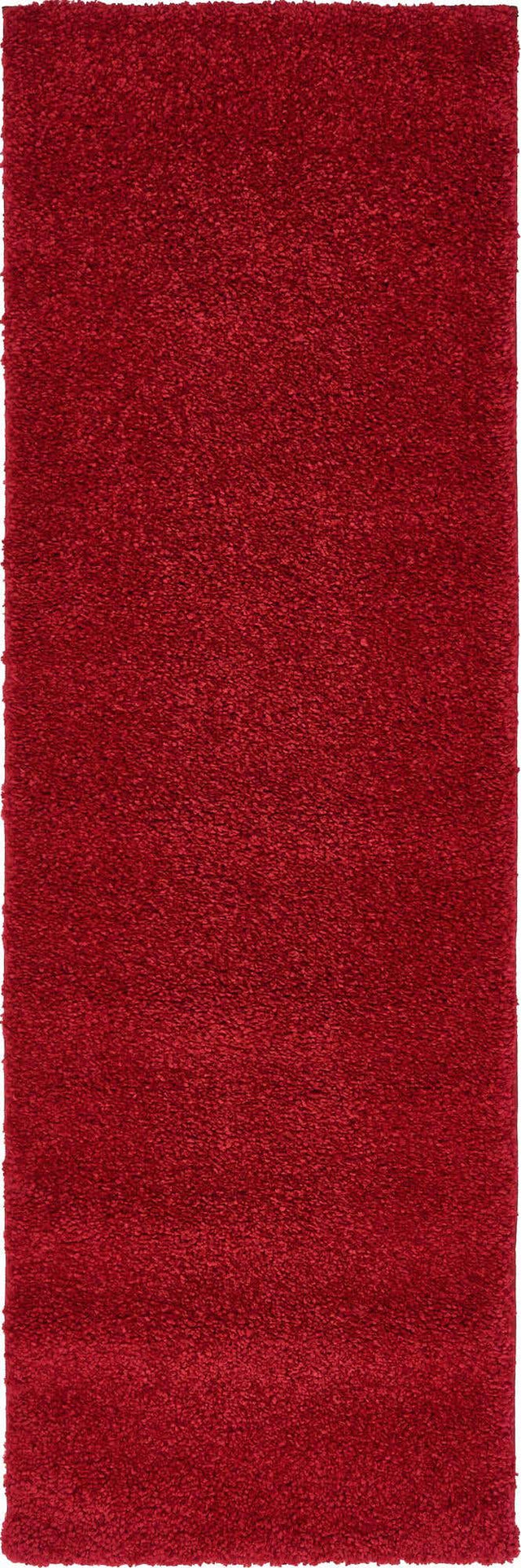 Red 2' 2 x 6' 9 Solo Runner Area Rug Thick Soft Touch Fluffy & Plush Shaggy Pile Durable Minimalist Carpet for Classic Interior Design for Sale at Rug Engine