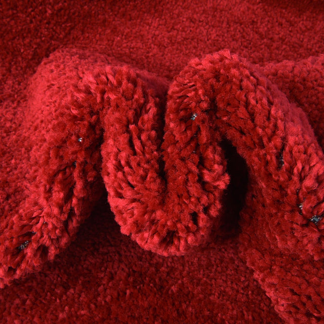 Red 6' 1 x 6' 1 Solo Round Area Rug Thick Soft Touch Fluffy & Plush Shaggy Pile Durable Minimalist Carpet for Classic Interior Design for Sale at Rug Engine