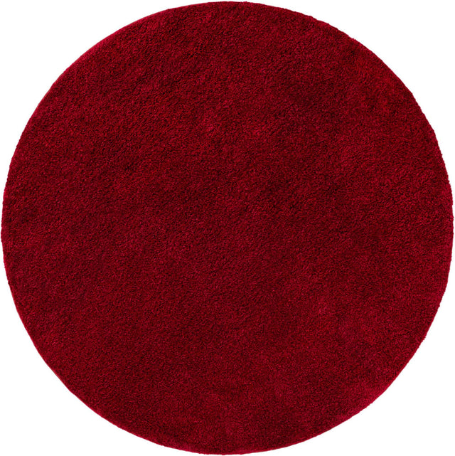 Red 6' 1 x 6' 1 Solo Round Area Rug Thick Soft Touch Fluffy & Plush Shaggy Pile Durable Minimalist Carpet for Classic Interior Design for Sale at Rug Engine