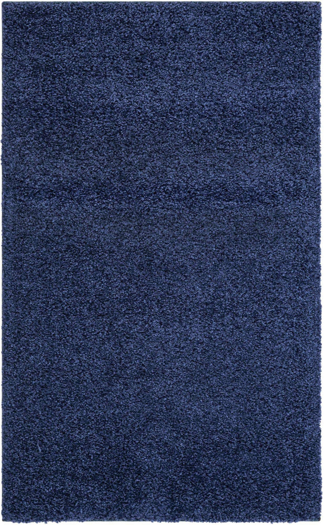 Navy Blue 3' 3 x 5' 3 Solo Rectangle Area Rug Thick Soft Touch Fluffy & Plush Shaggy Pile Durable Minimalist Carpet for Classic Interior Design for Sale at Rug Engine