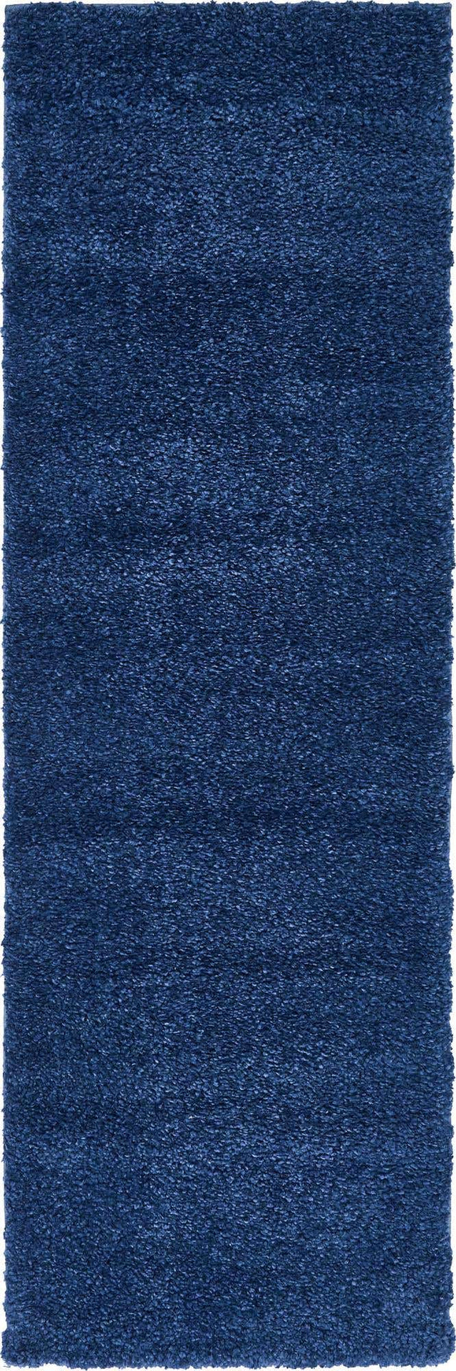Navy Blue 2' 2 x 6' 7 Solo Runner Area Rug Thick Soft Touch Fluffy & Plush Shaggy Pile Durable Minimalist Carpet for Classic Interior Design for Sale at Rug Engine