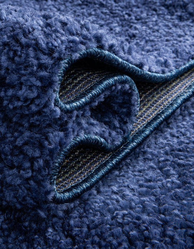 Navy Blue 3' 3 x 3' 3 Solo Round Area Rug Thick Soft Touch Fluffy & Plush Shaggy Pile Durable Minimalist Carpet for Classic Interior Design for Sale at Rug Engine