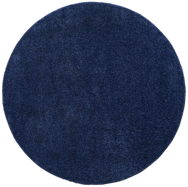 Navy Blue 6' 1 x 6' 1 Solo Round Area Rug Thick Soft Touch Fluffy & Plush Shaggy Pile Durable Minimalist Carpet for Classic Interior Design for Sale at Rug Engine