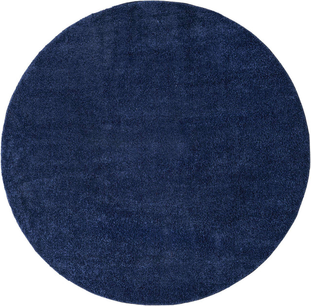 Navy Blue 7' 10 x 7' 10 Solo Round Area Rug Thick Soft Touch Fluffy & Plush Shaggy Pile Durable Minimalist Carpet for Classic Interior Design for Sale at Rug Engine